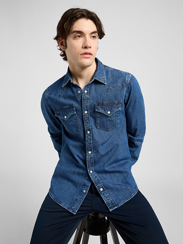 Сорочка джинсова LEE Regular Western Shirt Regular Fit (112370562) Синій