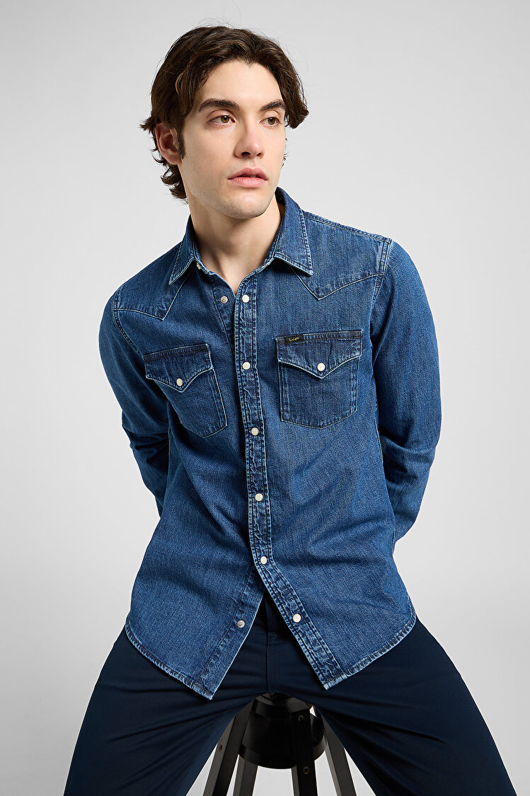 Рубашка джинсовая LEE Regular Western Shirt Regular Fit (112370562) Синий