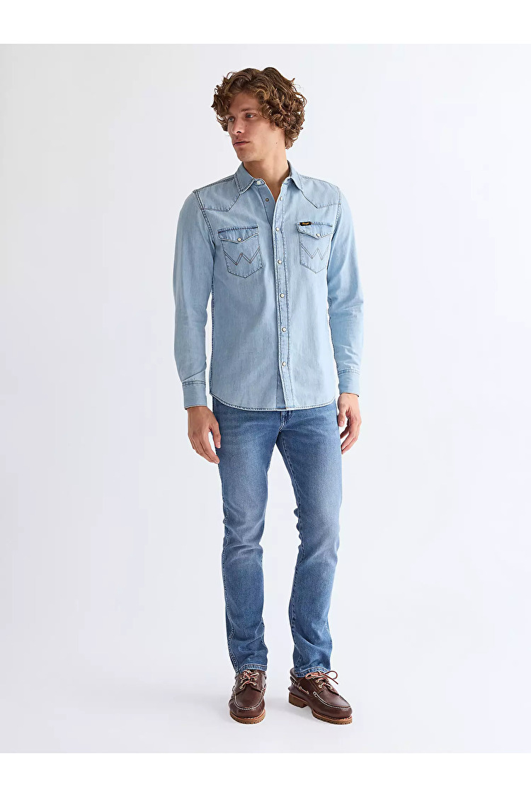 Джинси Wrangler Larston Slim Fit (W18SQ148R) Блакитний