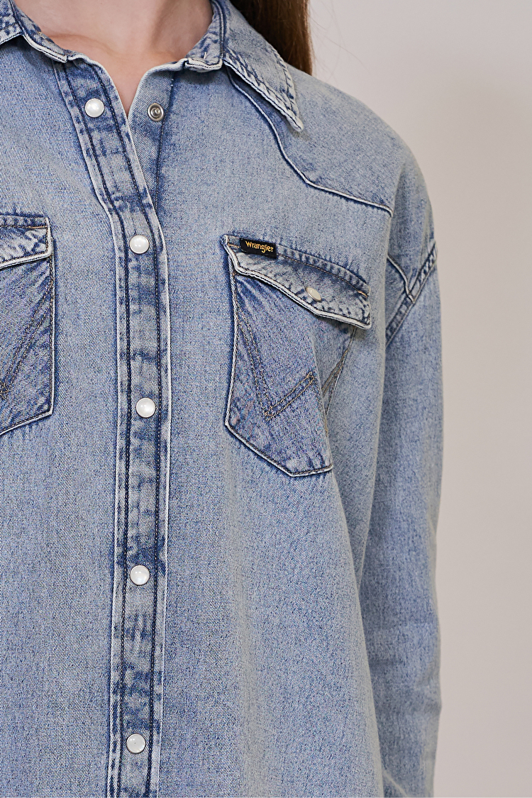 Сукня джинсова Wrangler Denim Wester Dress Loose Fit (W9P6LWX4E) Блакитний