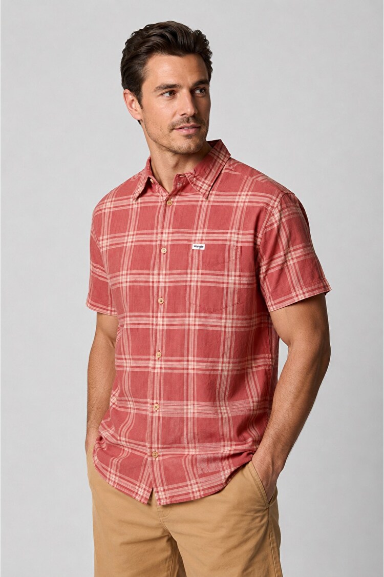 Сорочка Wrangler SS 1 PKT SHIRT Regular Fit (W5J6OEXER) Червоний