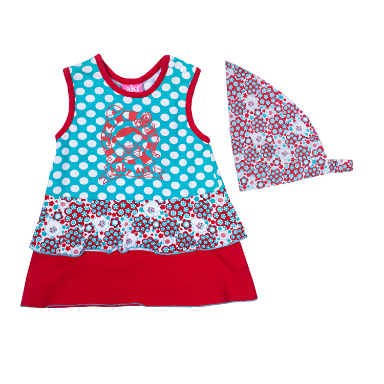 Костюм : Сарафан и косынка AKR KIDS Bebe (00643) Голубой с красным