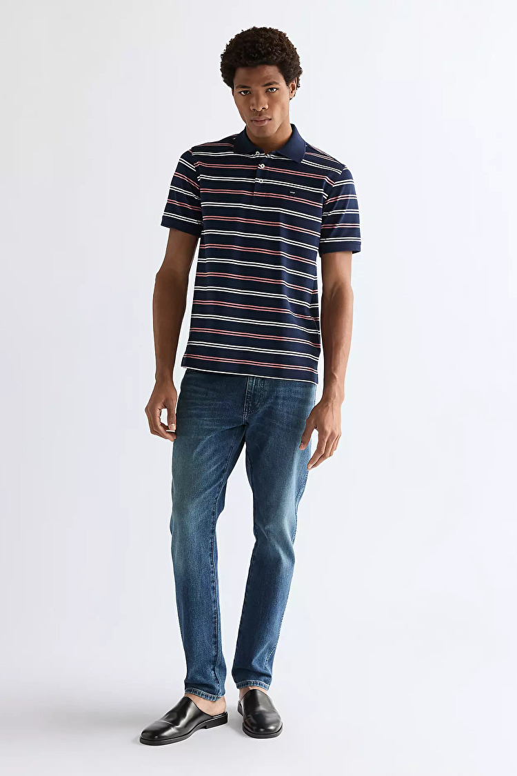 Поло Wrangler STRIPE POLO SHIRT Regular Fit (112378537) Блакитний