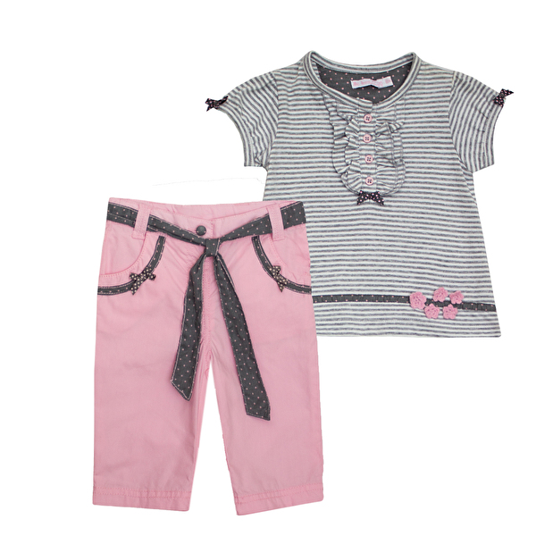 Костюм : Футболка, брюки Losan Mc baby girls (018804004/001) Серый с розовым