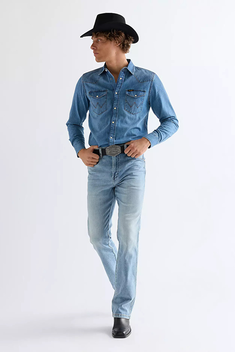 Рубашка Wrangler Western Shirt Regular Fit (112378393) Голубой