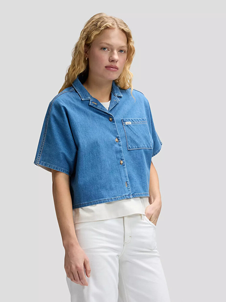 Рубашка LEE RESORT SHIRT Relaxed Fit (112378744) Голубой