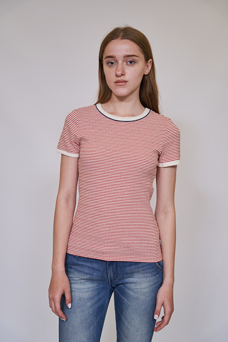 Футболка LEE STRIPED RIBBED TEE Regular Fit (L44SPFNV) Красный