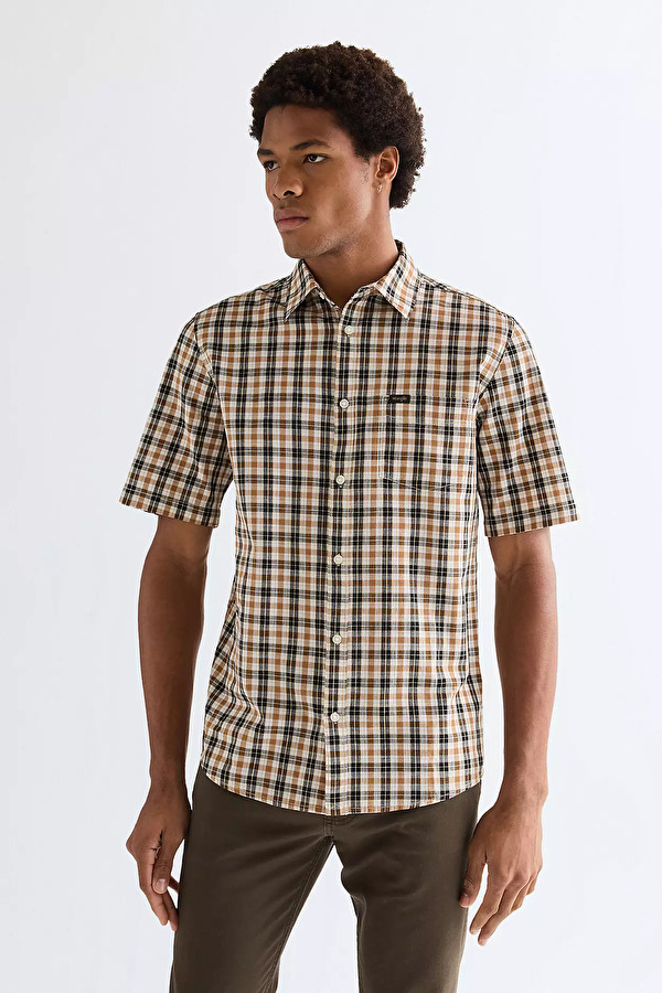 Рубашка Wrangler SS 1 PKT SHIRT Regular Fit (112378048) Коричневый