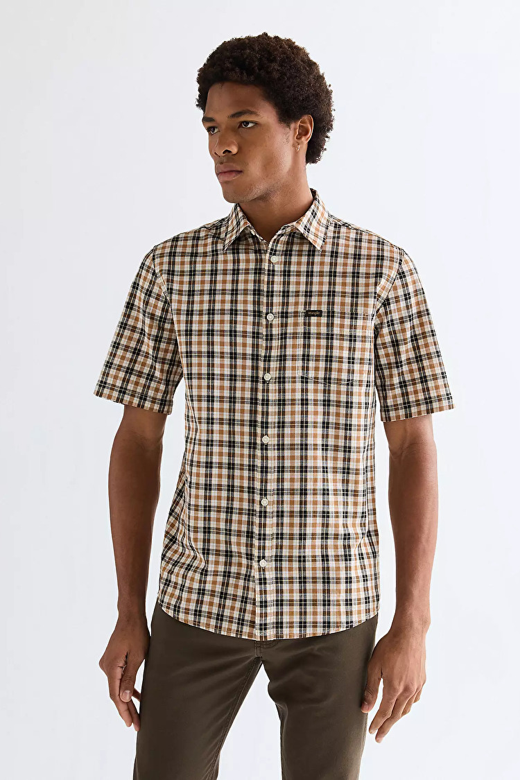 Рубашка Wrangler SS 1 PKT SHIRT Regular Fit (112378048) Коричневый