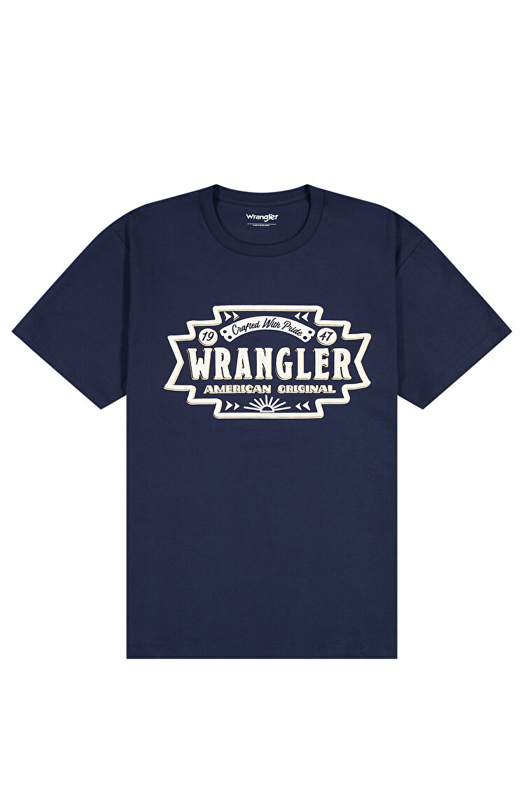 Футболка Wrangler Americana Tee Regular Fit (112378425) Голубой