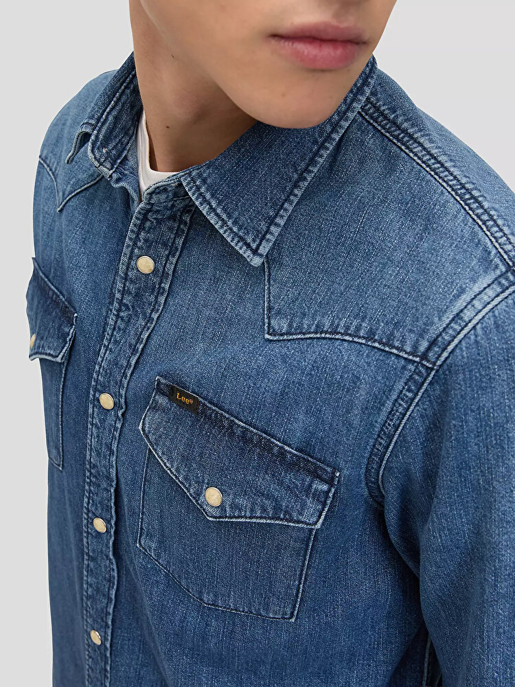 Сорочка LEE Regular Western Shirt Regular Fit (112376547) Блакитний