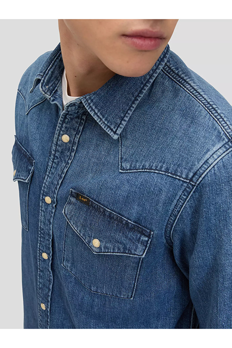 Рубашка LEE Regular Western Shirt Regular Fit (112376547) Голубой