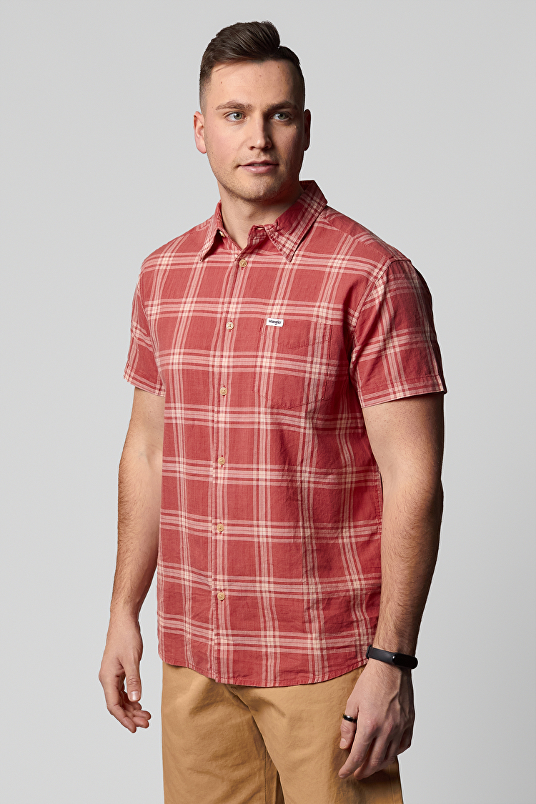 Сорочка Wrangler SS 1 PKT SHIRT Regular Fit (W5J6OEXER) Червоний
