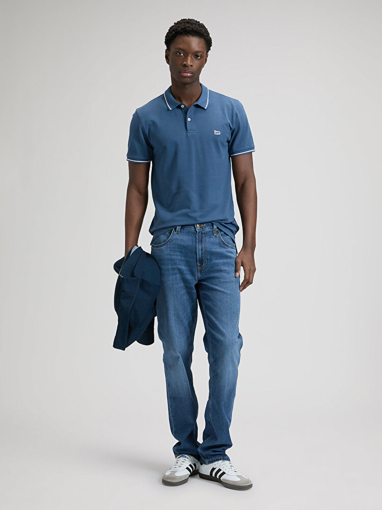 Поло LEE Pique Polo Regular Fit (112376432) Блакитний