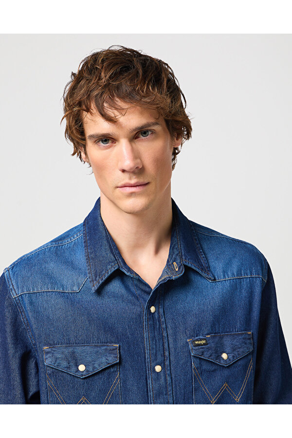 Рубашка джинсовая Wrangler 27MW Regular Fit (112341088) Синий