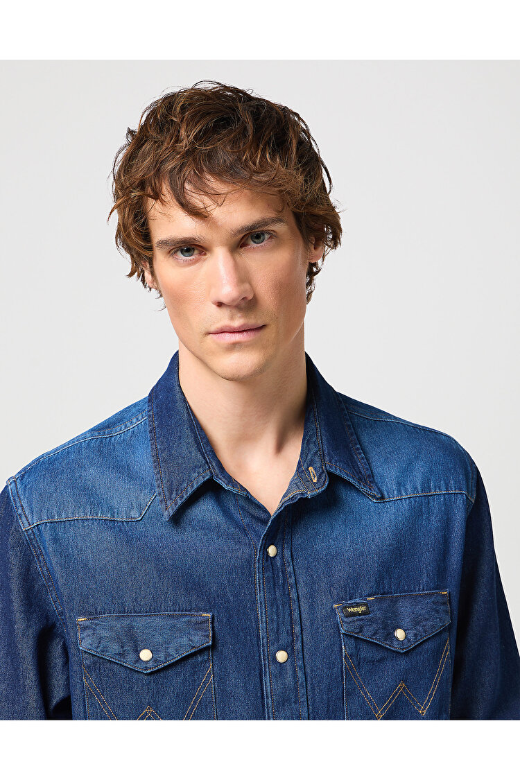 Рубашка джинсовая Wrangler 27MW Regular Fit (112341088) Синий