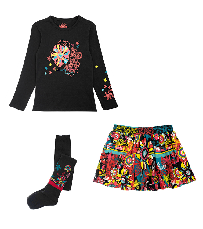 Комплект: Джемпер, юбка и колготы Losan Kids girls (526-8006AD/63) Черный