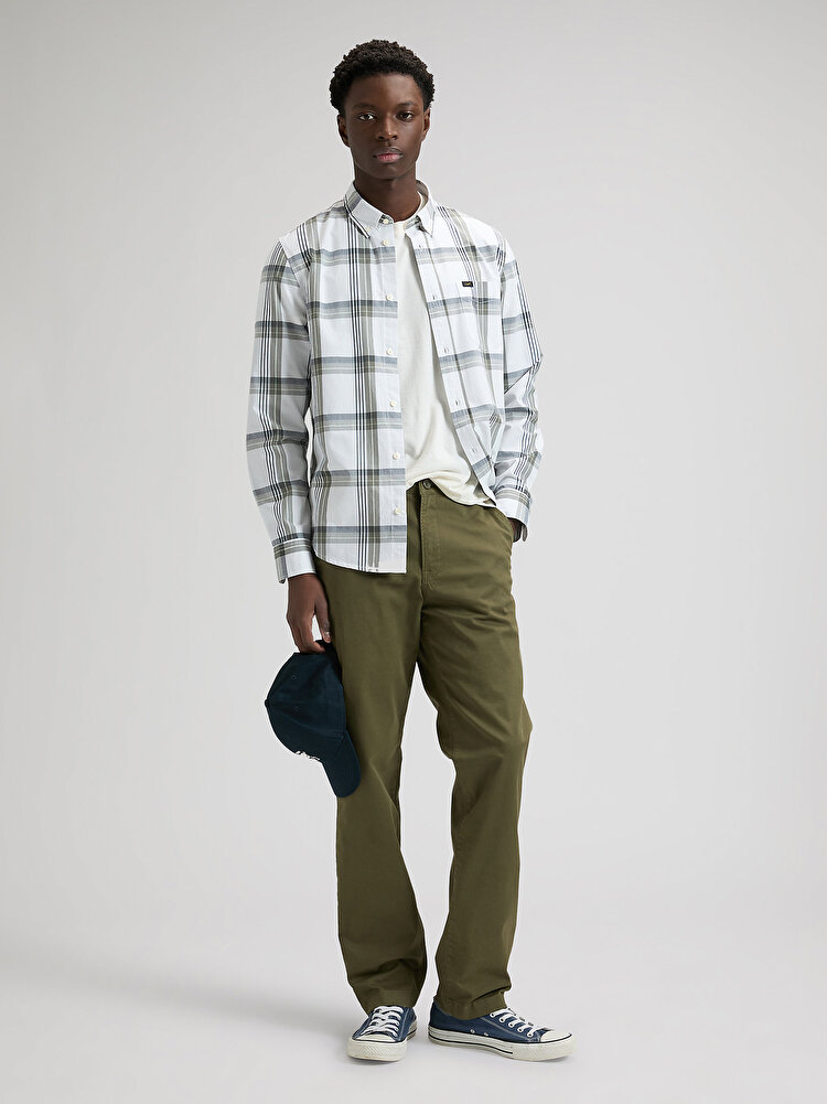 Сорочка LEE Lee Button Down Regular Fit (112376563) Оливковий