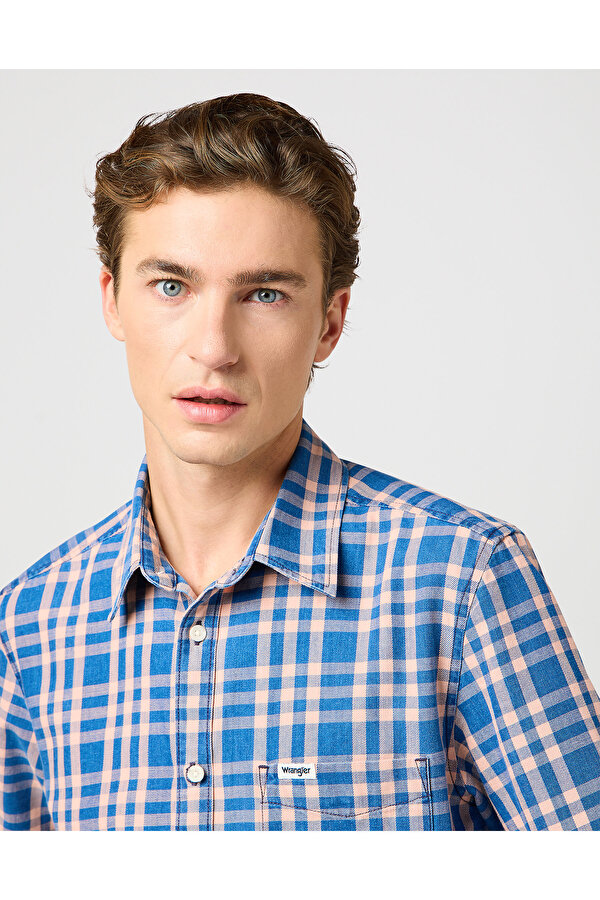 Рубашки Wrangler Flannel Overshirt (112362733) Синий с розовым