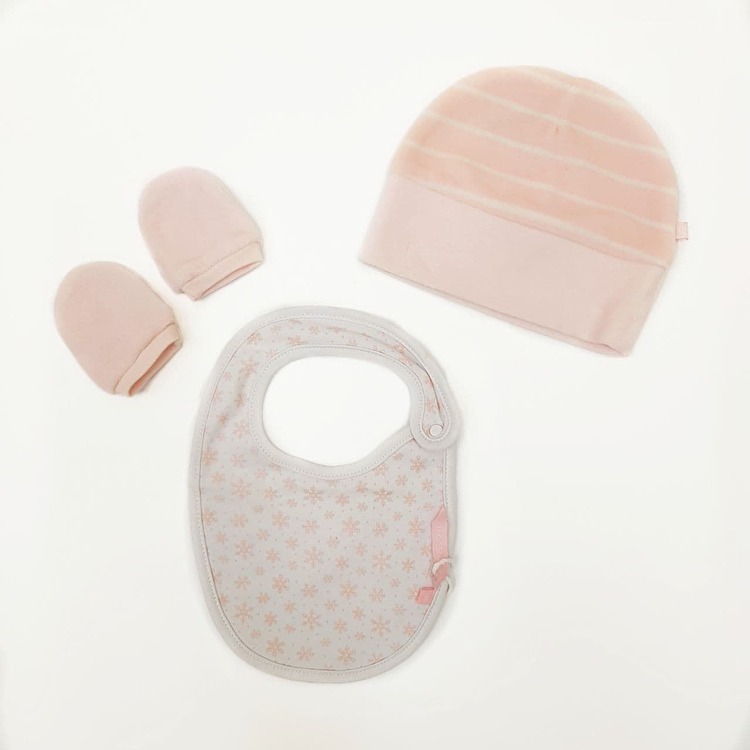 Набір: Слюнявчик, шапочка, царапки Losan Losan New Born (22W-A201AD/718) Рожевий