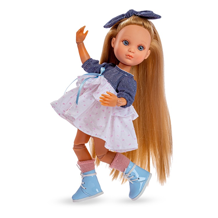 Лялька Eva articulada vestido gris y blanco 35 см BERJUAN (5821)