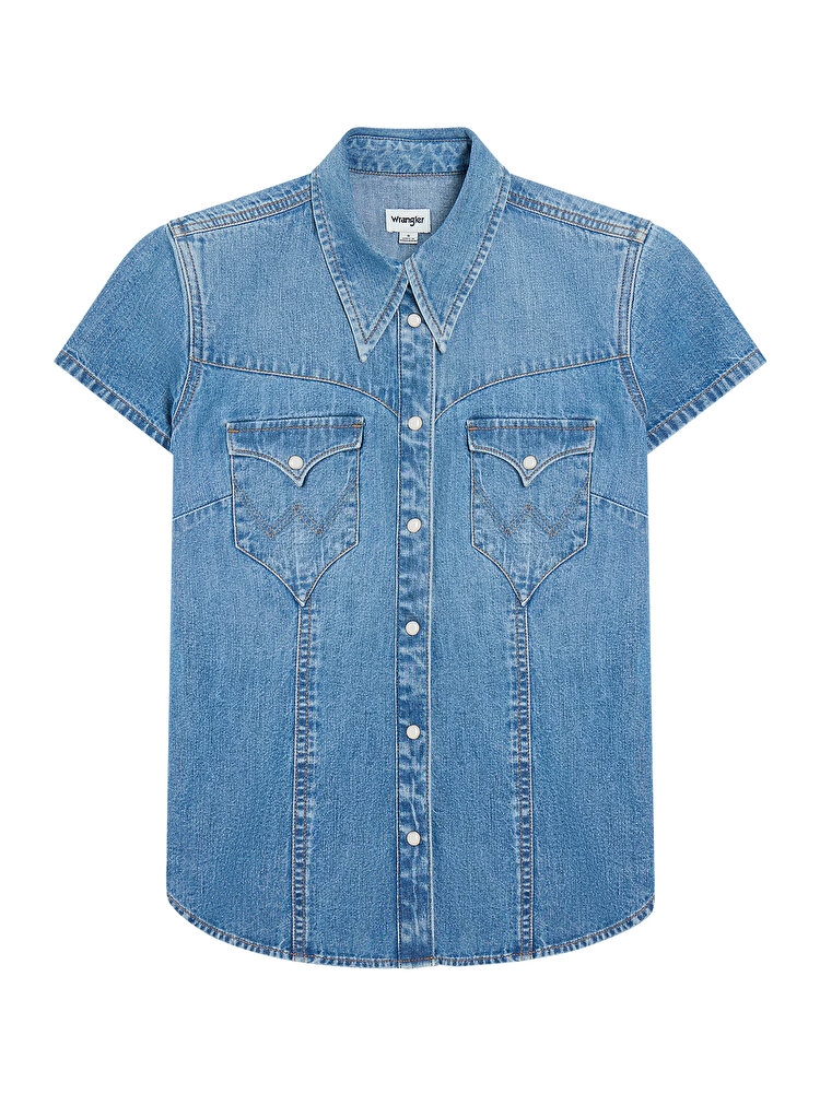 Рубашка Wrangler SS STYLIZED WESTERN Slim Fit (112378113) Голубой