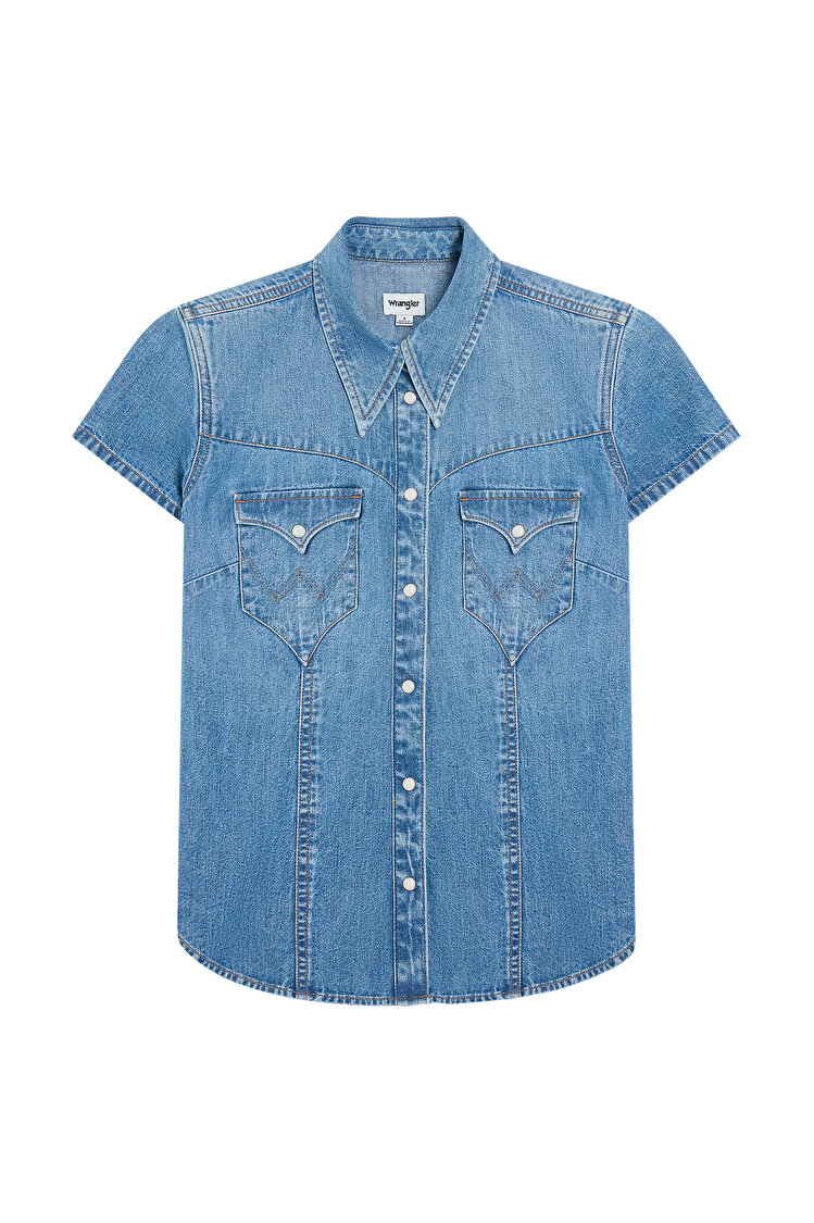 Сорочка Wrangler SS STYLIZED WESTERN Slim Fit (112378113) Блакитний