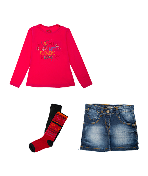 Комплект: Джемпер, юбка и колготы Losan Kids girls (526-8014AD/511) Розовый