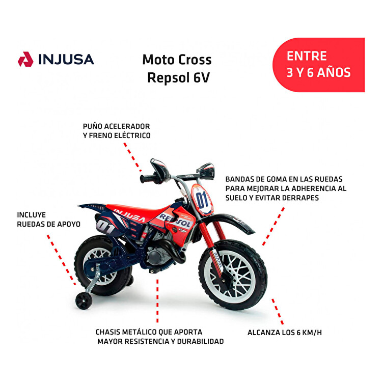 Мотоцикл MOTO CROSS REPSOL 6V INJUSA (67771/111)