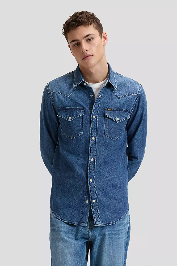 Рубашка LEE Regular Western Shirt Regular Fit (112376547) Голубой
