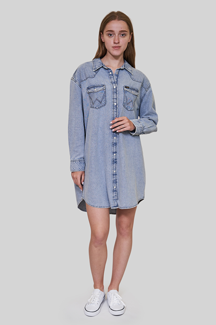 Сукня джинсова Wrangler Denim Wester Dress Loose Fit (W9P6LWX4E) Блакитний