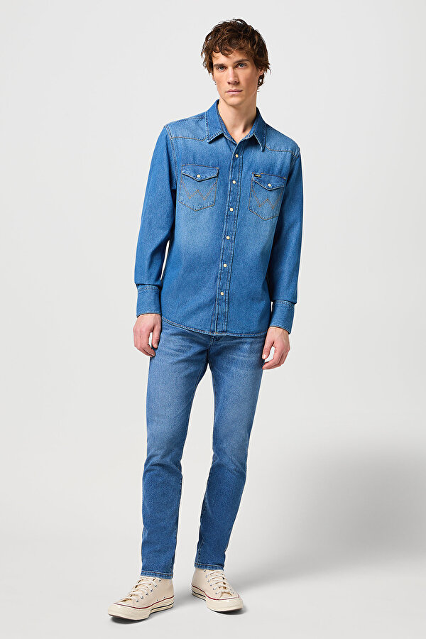 Рубашка джинсовая Wrangler 27MW Regular Fit (112341913) Синий