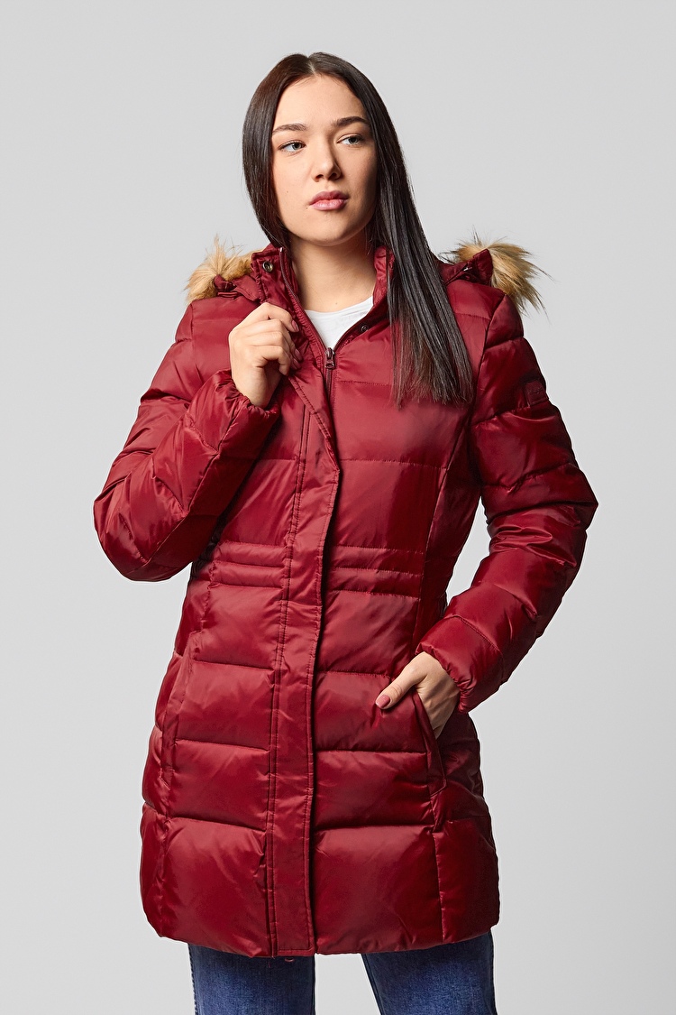 Куртка длинная Wrangler Long Puffer Slim Fit (W4105V5S6) Бордовый