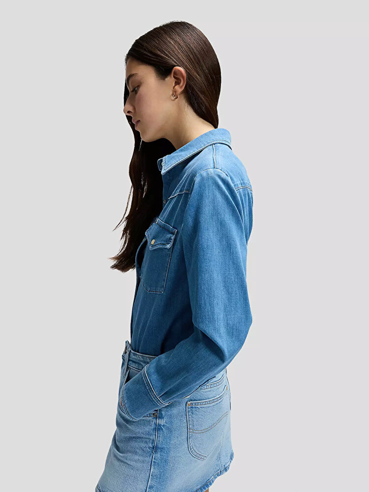 Рубашка LEE Regular Western Shirt Regular Fit (112378745) Голубой