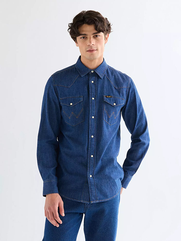 Рубашка Wrangler Western Shirt Regular Fit (112378124) Синий