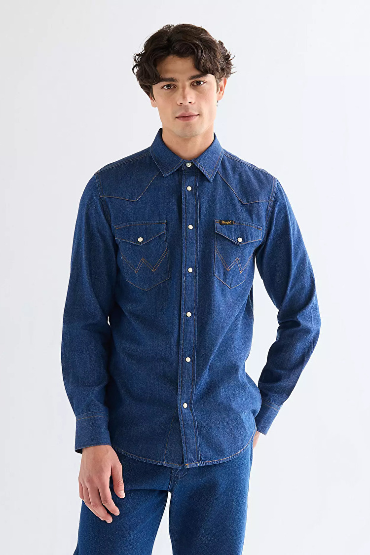 Сорочка Wrangler Western Shirt Regular Fit (112378124) Синій