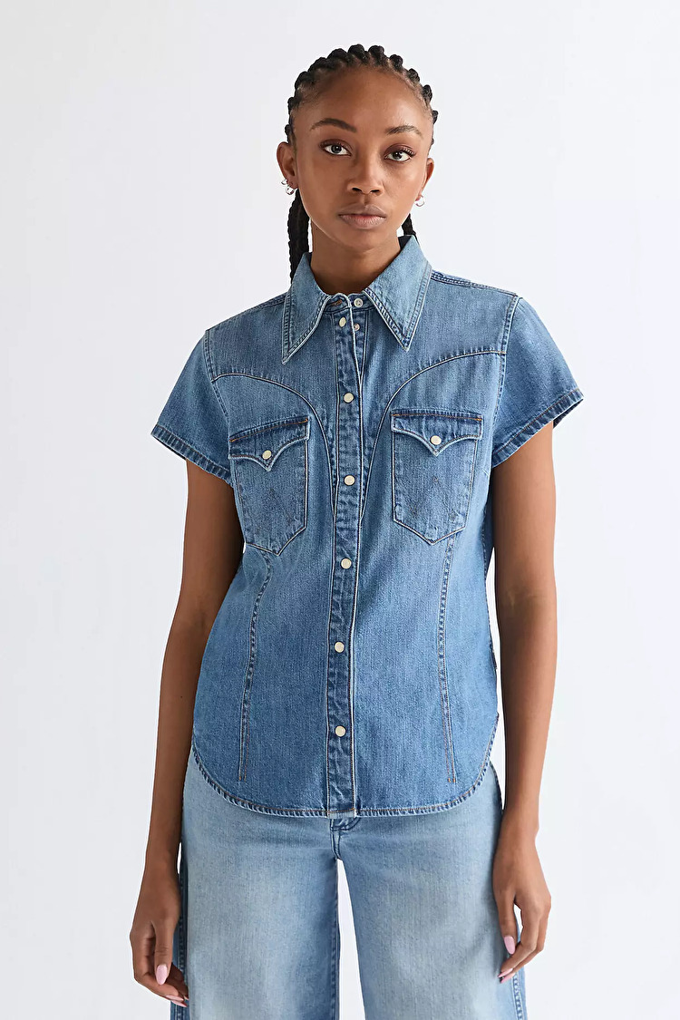 Сорочка Wrangler SS STYLIZED WESTERN Slim Fit (112378113) Блакитний