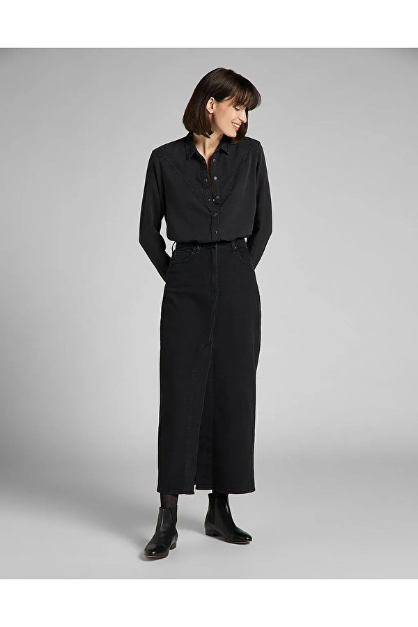 Спідниця джинсова LEE Ultra Long Split Skirt Slim Fit (L38LOKSS) Чорний