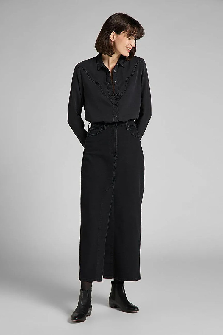 Спідниця джинсова LEE Ultra Long Split Skirt Slim Fit (L38LOKSS) Чорний