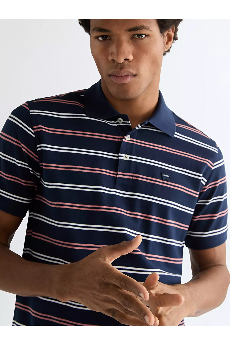 Поло Wrangler STRIPE POLO SHIRT Regular Fit (112378537) Блакитний