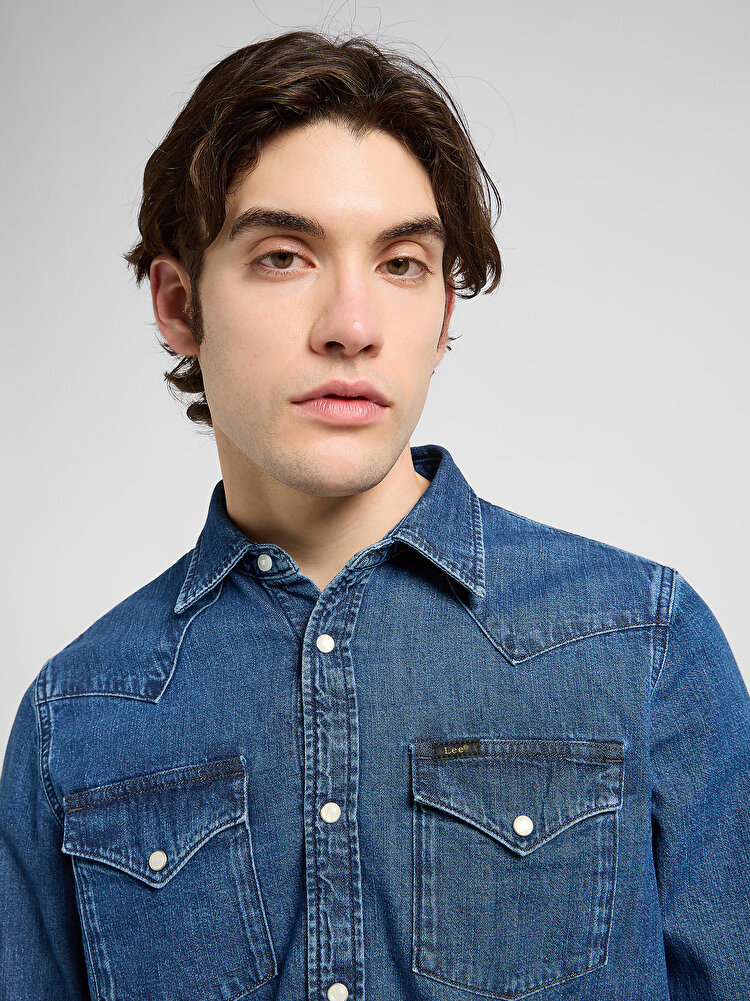 Сорочка джинсова LEE Regular Western Shirt Regular Fit (112370562) Синій