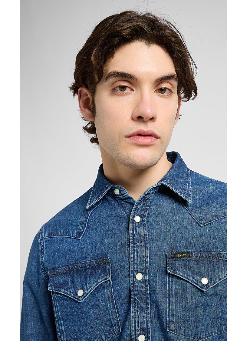Рубашка джинсовая LEE Regular Western Shirt Regular Fit (112370562) Синий
