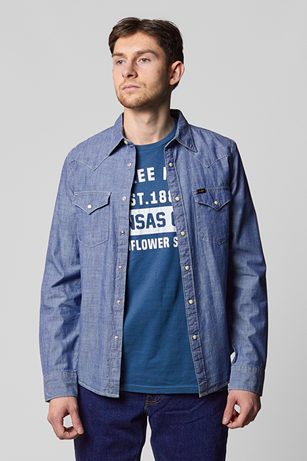 Рубашка джинсовая Lee Western Shirt Slim Fit (L643KYEQ) Голубой