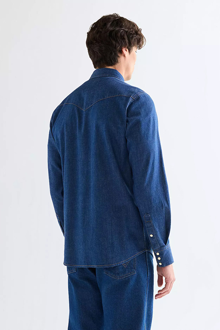 Сорочка Wrangler Western Shirt Regular Fit (112378124) Синій