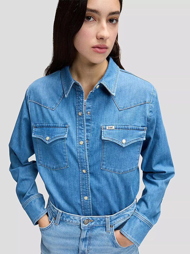 Рубашка LEE Regular Western Shirt Regular Fit (112378745) Голубой