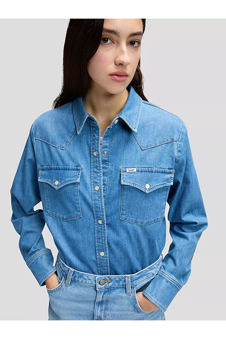 Сорочка LEE Regular Western Shirt Regular Fit (112378745) Блакитний