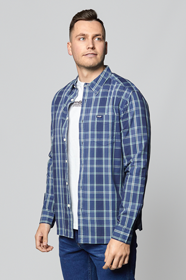 Рубашка Wrangler LS 1 Pocket Shirt Regular Fit (W5A14MXTG) Синий