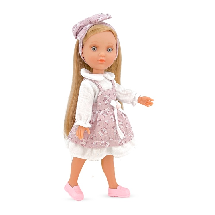 Лялька EVA rubio natural pelo largo vestido flores lila 35 см BERJUAN (833)