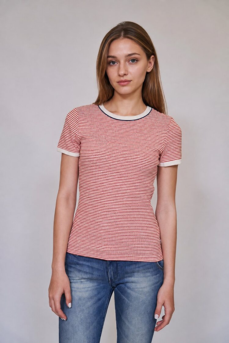 Футболка LEE STRIPED RIBBED TEE Regular Fit (L44SPFNV) Красный