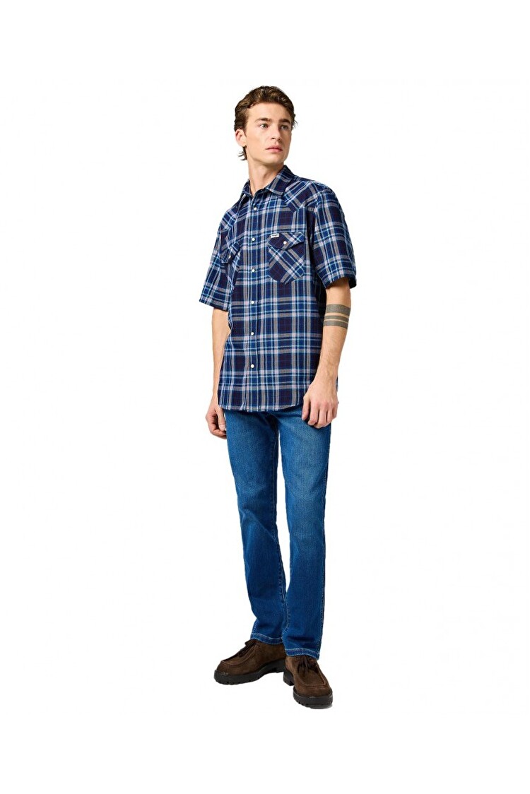 Джинси Wrangler Larston Slim Fit (112378853) Блакитний
